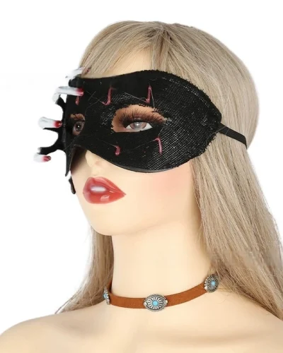 Halloween Lace Mask w Skull Hands Cosplay Party Props