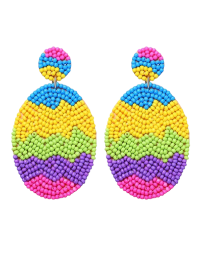Easter Beaded Egg Dangle Earrings
