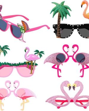 6PCS Flamingo Sunglasses For Hawaii Summer Theme Party