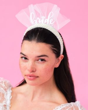 Bachelorette Party Pearl Bride Headband