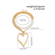 Exaggerated Layered Love Pearl Choker Necklace Set