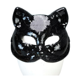 Disco Ball Mirror Cat Face Mask-Black