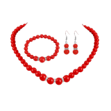 Faux Pearl Necklace Earring and Bracelet Set
