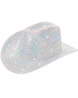 White Cowgirl Hat with Diamonds For Themed Events