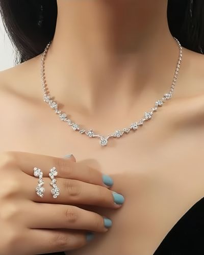 Sliver Crystal Wedding Jewelry Set