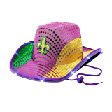 Sequin Purple Green Gold Cowboy Hat for Mardi Gras