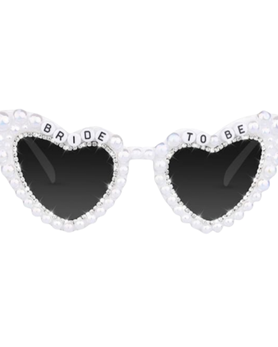 Bride Sunglasses for Bachelorette White Heart Glasses