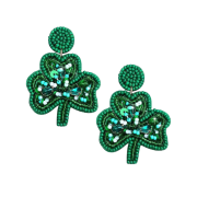 St. Patrick's Day Earrings Beaded Green Leaf Earring