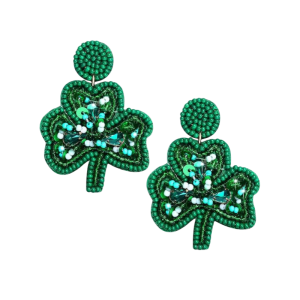 St. Patrick's Day Earrings Beaded Green Leaf Earring
