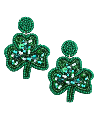 St. Patrick’s Day Beaded Green Leaf Earring