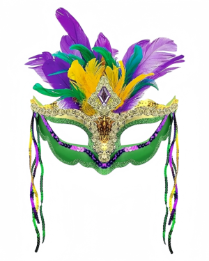 Mardi Gras Mask W Feathers