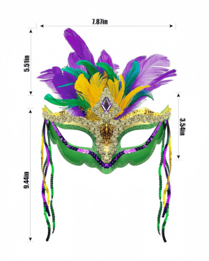 Mardi Gras Mask W Feathers