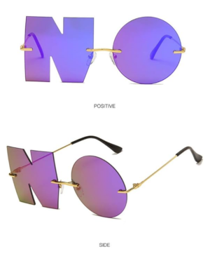 Letter NO Party Rimless Irregular Sunglasses