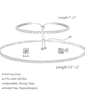 Tennis Necklace Bracelet Earrings Wedding Jewelry
