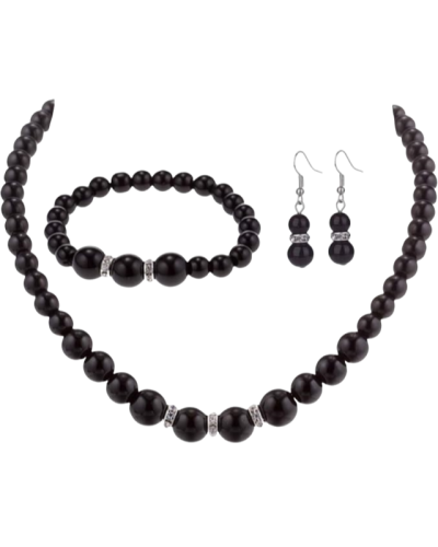 Faux Pearl Necklace Earring and Bracelet Set