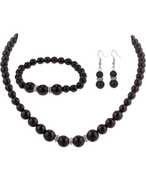 Faux Pearl Necklace Earring and Bracelet Set
