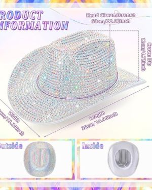 White Cowgirl Hat with Diamonds For Themed Events