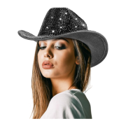 Rhinestone Cowgirl Hat-Black
