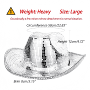 Silver Mirrored Sparkly Cowgirl Hat