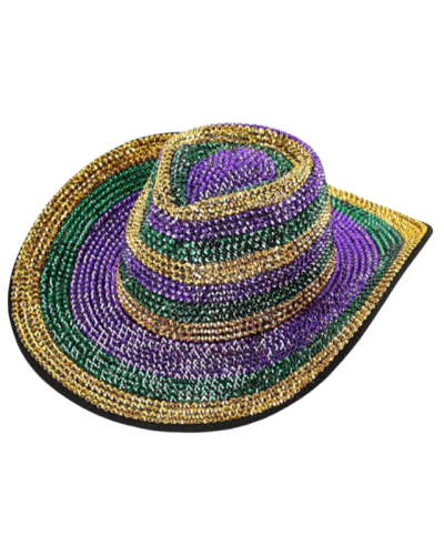 Mardi Gras Hat with Sparkly PGG Stripe Rhinestones