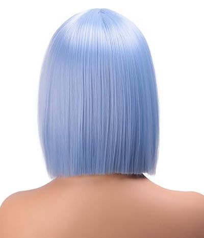 Light Blue Bob Cut Wig for Women Cosplay Wig