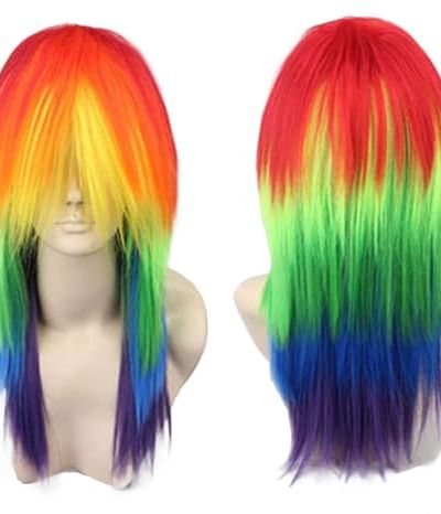 Rainbow Long Straight Wig for LGBT Parade
