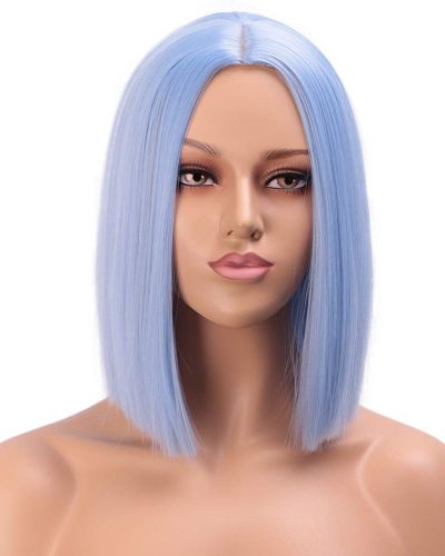 Light Blue Bob Cut Wig for Women Cosplay Wig