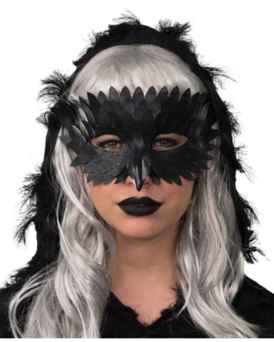 Black Crow Half Face Mask For Crow Costume