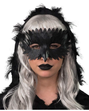Black Crow Half Face Mask For Crow Costume