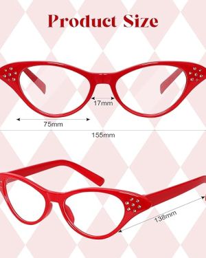 Retro 50s 60s Old Lady Glasses Cat Eye Rhinestone Glasses