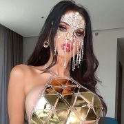 White Rhinestone Face Mask For Women