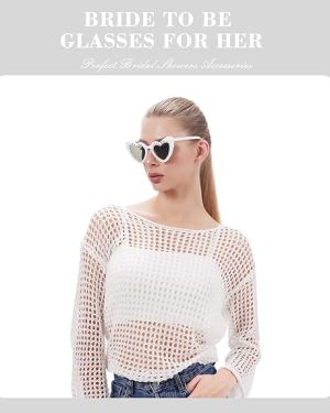 Bride Sunglasses for Bachelorette White Heart Glasses