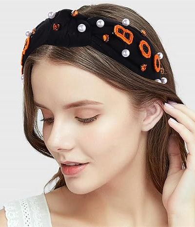 Beaded Embellished BOO Pearl Headband