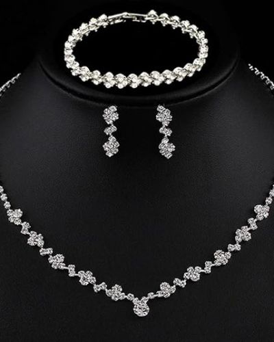 Sliver Crystal Wedding Jewelry Set