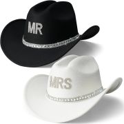 Mr & Mrs Rhinestone Felt Cowboy Hat