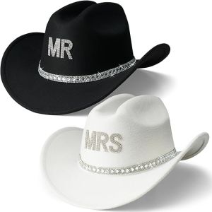 Mr & Mrs Rhinestone Felt Cowboy Hat