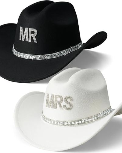 Mr & Mrs Rhinestone Felt Cowboy Hat