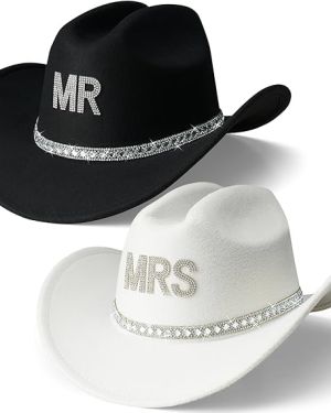 Mr & Mrs Rhinestone Felt Cowboy Hat