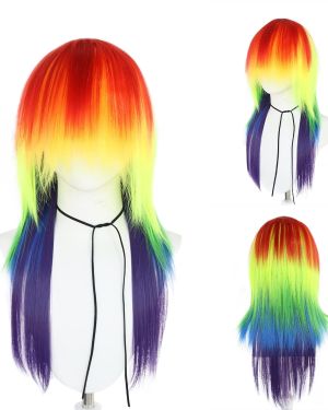 Rainbow Long Straight Wig for LGBT Parade