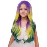 Purple Yellow Green Ombre Wig for Kids