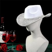 Cowgirl Hat with Diamond Fringe Bling Cowgirl Hat with Western Wide for Cosplay Wedding