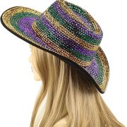 Mardi Gras Hat with Sparkly PGG Stripe Rhinestones