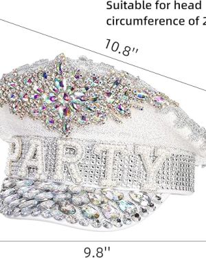 Sparkle Captain Caps with Rhinestone and Pearls