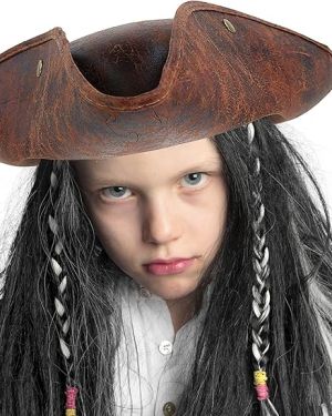 Brown Distressed Leather Colonial Tricorn Hat