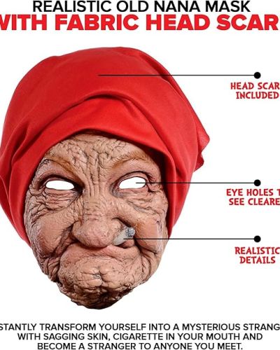 Realistic Old Nana Mask Creepy Human Latex Mask