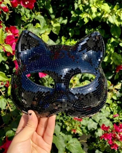 Disco Ball Mirror Cat Face Mask