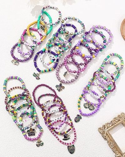 Mardi Gras Bracelet Stretch Friendship Bracelets Set
