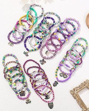 Mardi Gras Bracelet Stretch Friendship Bracelets Set