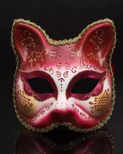 Red Black Cat Face Carnival Party Mask