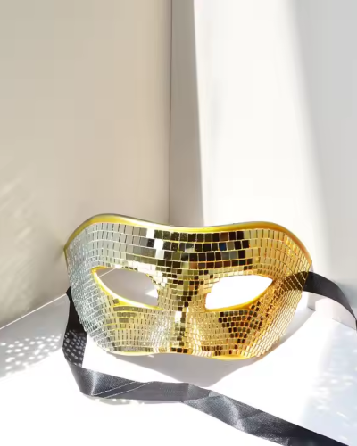 Disco BalI Mirror Half Face Mask-Black & Gold